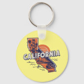 Porte-clés Silhouette d'état rétro de Californie (Verso)