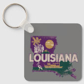 Porte-clés Silhouette d'état rétro de Louisiane (Recto)