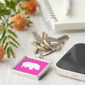Porte-clés Silhouette d'hippopotame rose joli (Côté)