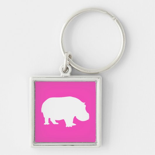 Porte-clés Silhouette d'hippopotame rose joli (Devant)