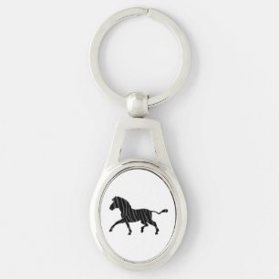 Porte-clés Silhouette d'impression noir et gris Zebra