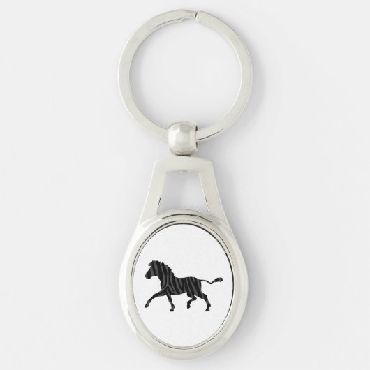 Porte-clés Silhouette d'impression noir et gris Zebra (Devant)