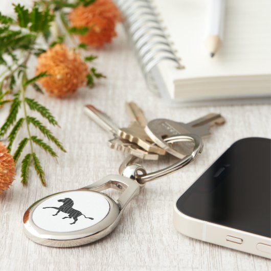 Porte-clés Silhouette d'impression noir et gris Zebra (Côté )