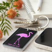 Porte-clés Silhouette d'oiseau flamigo rose sur mesure porte  (Devant droit)