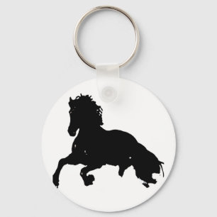 Porte-clés Silhouette du cheval blanc noir