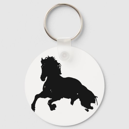 Porte-clés Silhouette du cheval blanc noir (Recto)