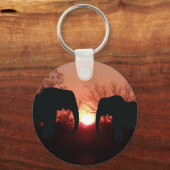 Porte-clés Silhouette du coucher de soleil éléphant (Recto)