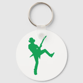 Porte-clés Silhouette du joueur de guitare verte