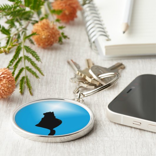 Porte-clés Silhouette et étoile du chat noir (Côté)