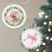 Porte-clés Silhouette et ornement photo de caniche rose perso