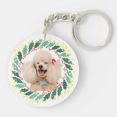 Porte-clés Silhouette et ornement photo de caniche rose perso (Dos)