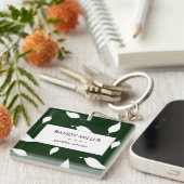 Porte-clés Silhouette feuilles blanches vertes (Devant Droit)