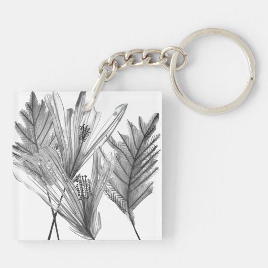 Porte-clés Silhouette florale - Gris (Dos)