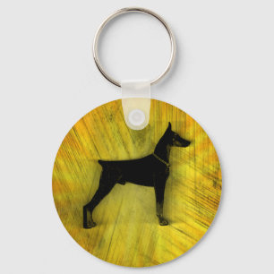 Porte-clés Silhouette grunge de Pinscher de dobermann