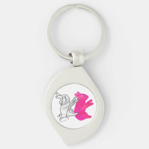 Porte-clés Silhouette main Rabbit rose