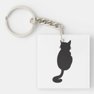 Porte-clés Silhouette minimaliste de chat noir
