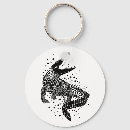 Porte-clés Silhouette noire d'un crocodile (Recto)
