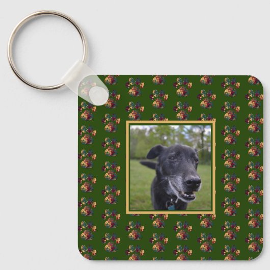 Porte-clés Silhouette Paw Animal Thanksgiving Green Photo