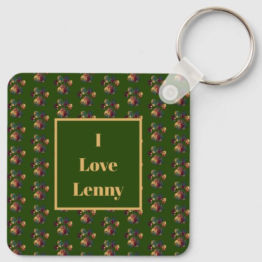 Porte-clés Silhouette Paw Animal Thanksgiving Green Photo (Dos)