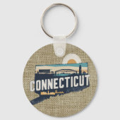 Porte-clés Silhouette Pittoresque rétro Connecticut (Recto)