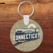 Porte-clés Silhouette Pittoresque rétro Connecticut (Recto)