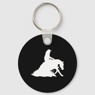 Porte-clés Silhouette Reining Horse Show Rider Cowboy Horseba