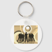 Porte-clés Silhouette rétro Personnes avec cercles Abstraits (Recto)