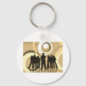 Porte-clés Silhouette rétro Personnes avec cercles Abstraits (Verso)