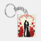 Porte-clés Silhouette romantique d'un couple (Devant gauche)