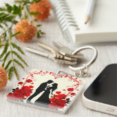 Porte-clés Silhouette romantique d'un couple (Devant Droit)