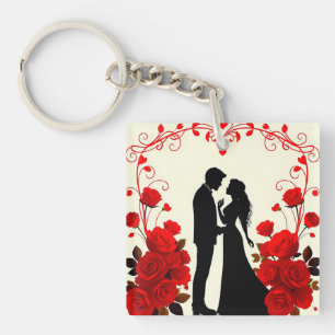 Porte-clés Silhouette romantique d'un couple