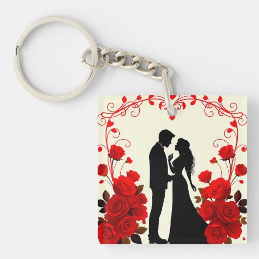 Porte-clés Silhouette romantique d'un couple (Devant)