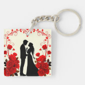 Porte-clés Silhouette romantique d'un couple (Dos)
