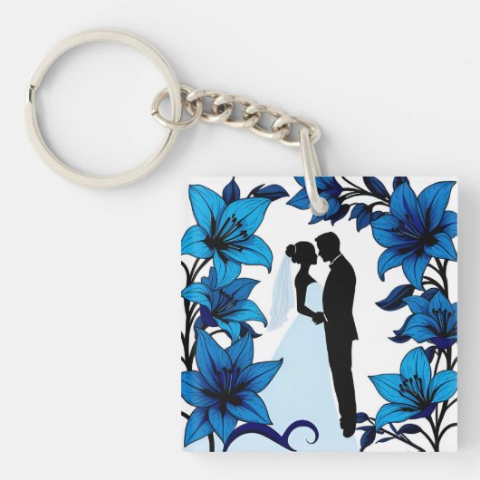 Porte-clés Silhouette romantique d'un couple (Devant)