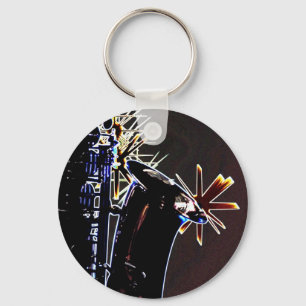 Porte-clés Silhouette saxophone avec étoiles sur noir