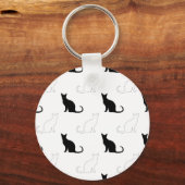 Porte-clés Silhouettes de chats noirs et blancs (Recto)