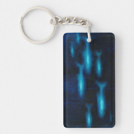 Porte-clés Silhouettes de poisson bleu translucide (Devant)
