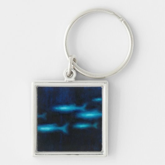 Porte-clés Silhouettes de poisson bleu translucide (Devant)