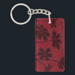 Porte-clés Silhouettes en tête de fleurs sur Arrière - plan C<br><div class="desc">Des silhouettes en forme de tête de fleur sont dressées contre un arrière - plan pourpre dans ce tableau botanique contemporain. Le rouge profond de la toile de fond sert de grand accent pour les ombres florales représentées dans cette pièce.</div>