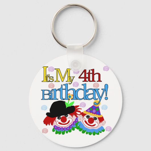 Porte-clés Silly Clowns 4th Birthday Tshirts et cadeaux (Recto)