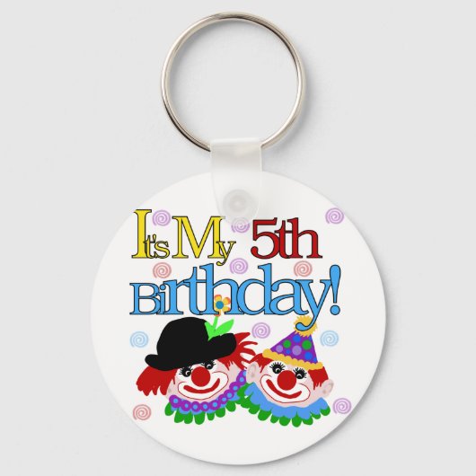 Porte-clés Silly Clowns 5th Birthday Tshirts et cadeaux (Recto)