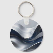 Porte-clés Silver And Navy Fluid Waves Abstract Modern Design (Recto)