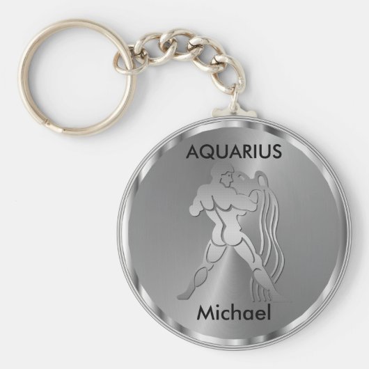 Porte-clés Silver Aquarius ♒ the Water Bearer - Zodiac Sign (Devant)