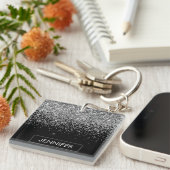 Porte-clés Silver Black Parties scintillant Girl Monogramme N (Devant Droit)