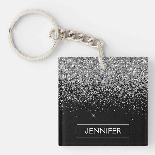 Porte-clés Silver Black Parties scintillant Girl Monogramme N (Devant)