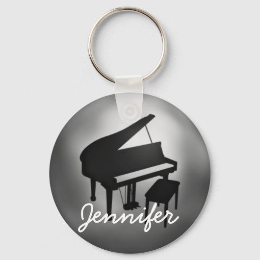 Porte-clés Silver Black Piano Nom Monogram Cadeau étudiant (Recto)