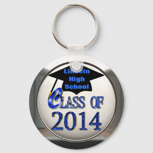 Porte-clés Silver & Blue Class Of 2014 Graduation Keychain
