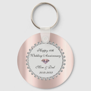 Porte-clés Silver Diamonds Rose Gold 10e anniversaire Mariage