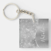 Porte-clés Silver Glitter Glam Bling Personalized (Devant)