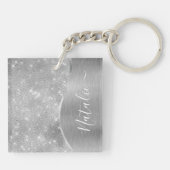 Porte-clés Silver Glitter Glam Bling Personalized (Dos)
